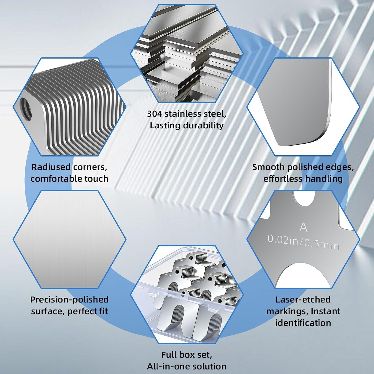 2″ x 2″ Stainless Steel Shim Assortment with Feeler Gauge – 94 Pcs Precision Kit