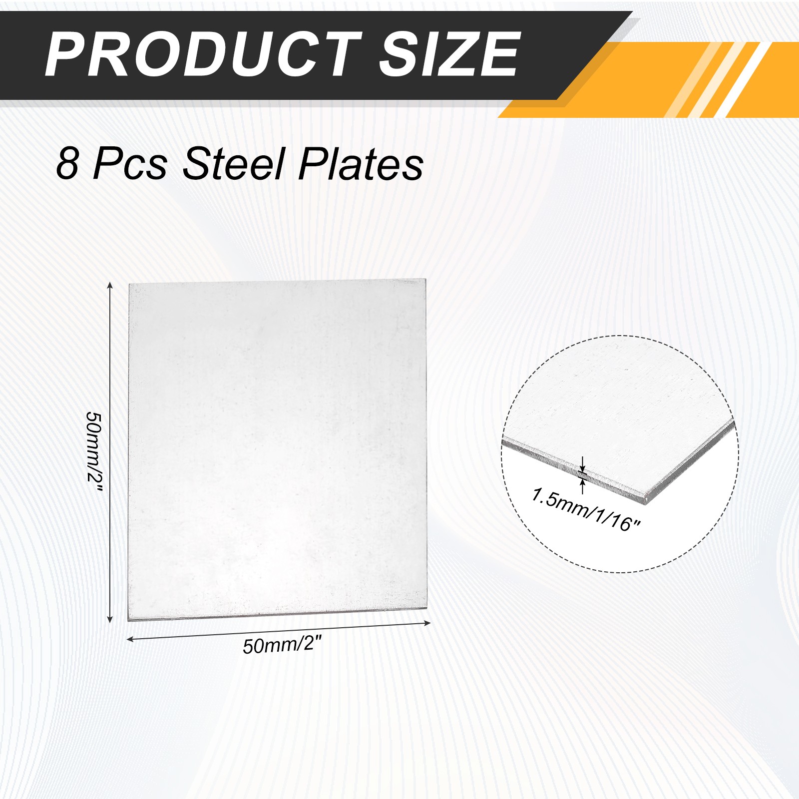 8Pcs 1/16″ Hot Rolled Steel Sheets 2″ x 2″ Steel Plate Base Silver,