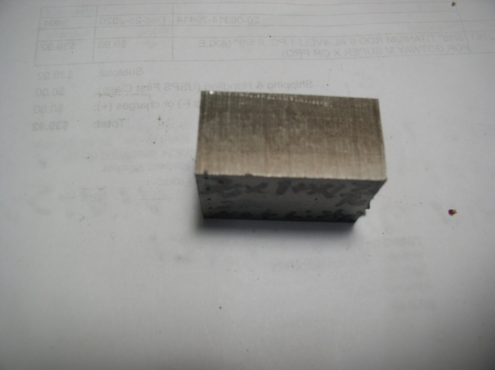 3/4″ TITANIUM FLAT STOCK1 PC..3/4″+ X 1″ +X 1 7/16″+