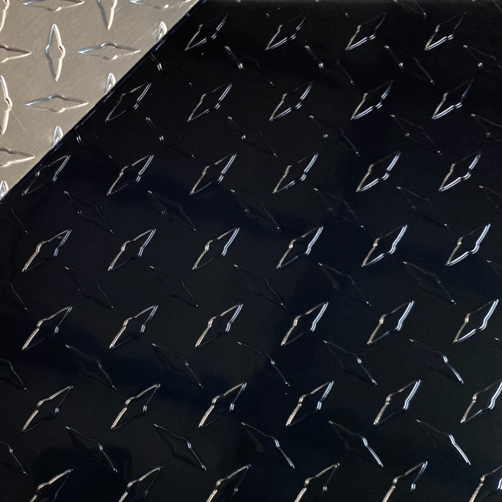 24″ x 24” BLACK GLOSS Aluminum Diamond Plate Sheet – .025” Thick