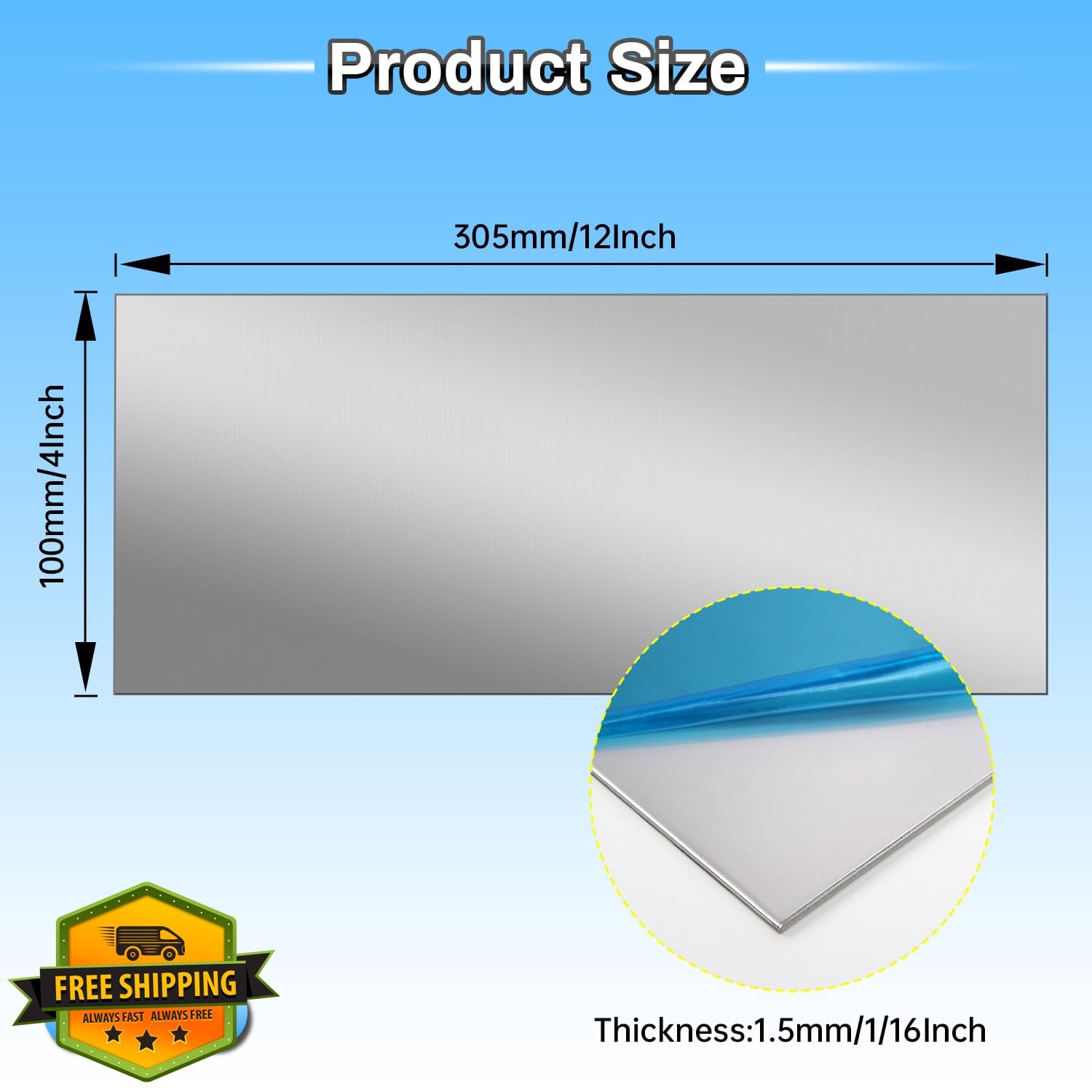 Hosifiy 4″ x 12″ x 1/16″ Stainless Steel Sheet 1 Pcs
