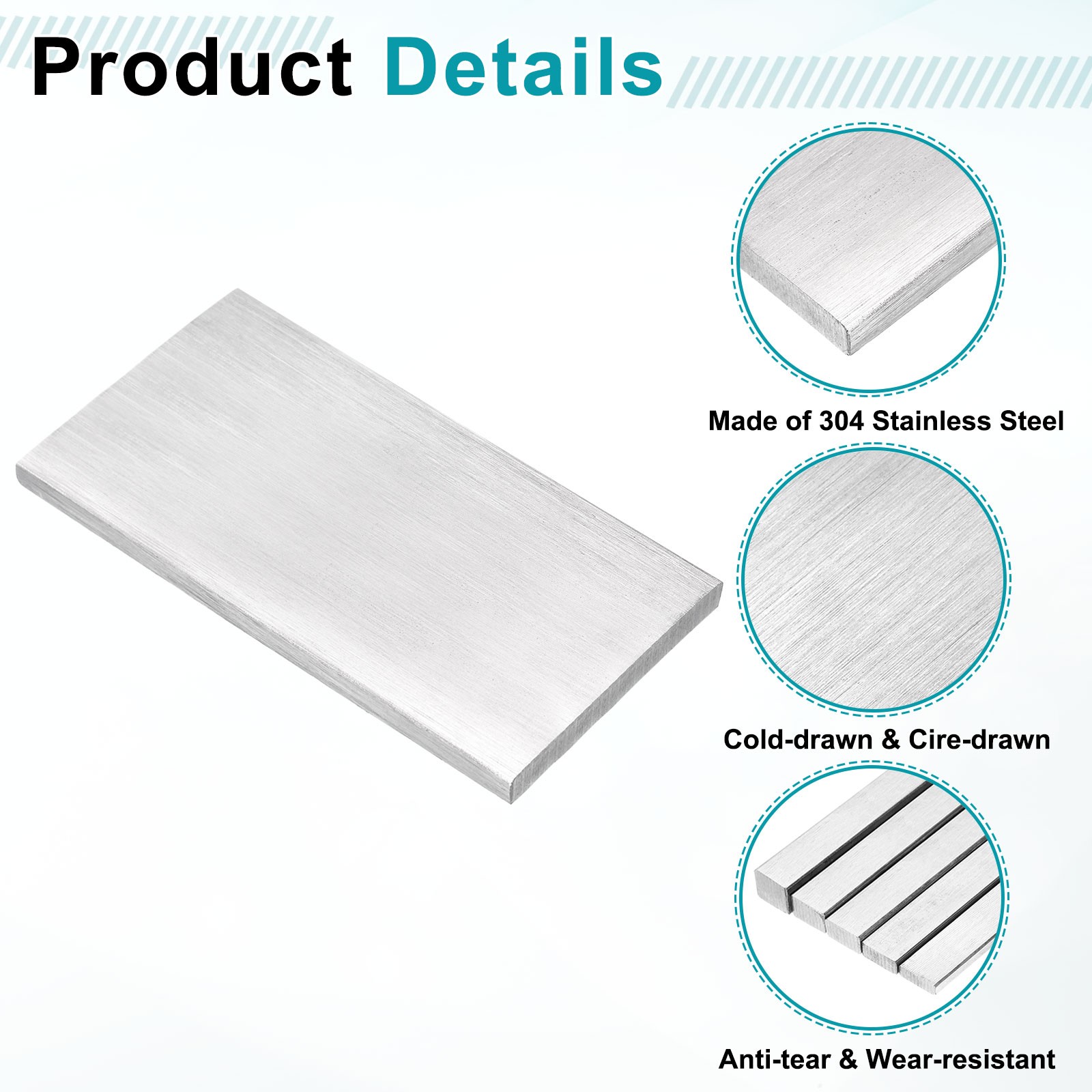 2Pcs 304 Stainless Steel Flat Bar 1/4″ x 2″ x 4″ Trim Strips Sheet