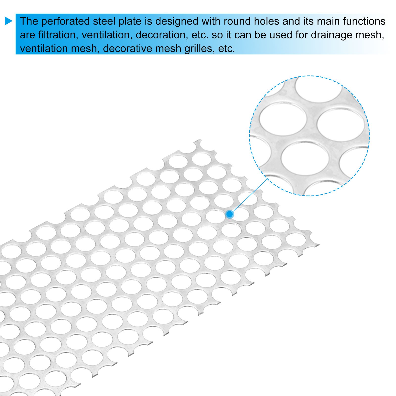 7.9″ L x 3.9″ W Perforated Metal Sheets, 18Ga 0.39″ Hole 304 Stainless Steel