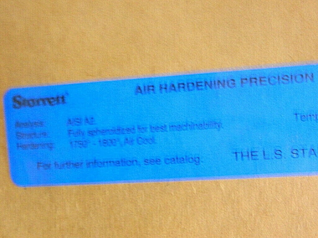 Starrett 36 Inch L x 3-1/2 W x 3/8 Thick Tool Steel Air Hardening Flat Stock