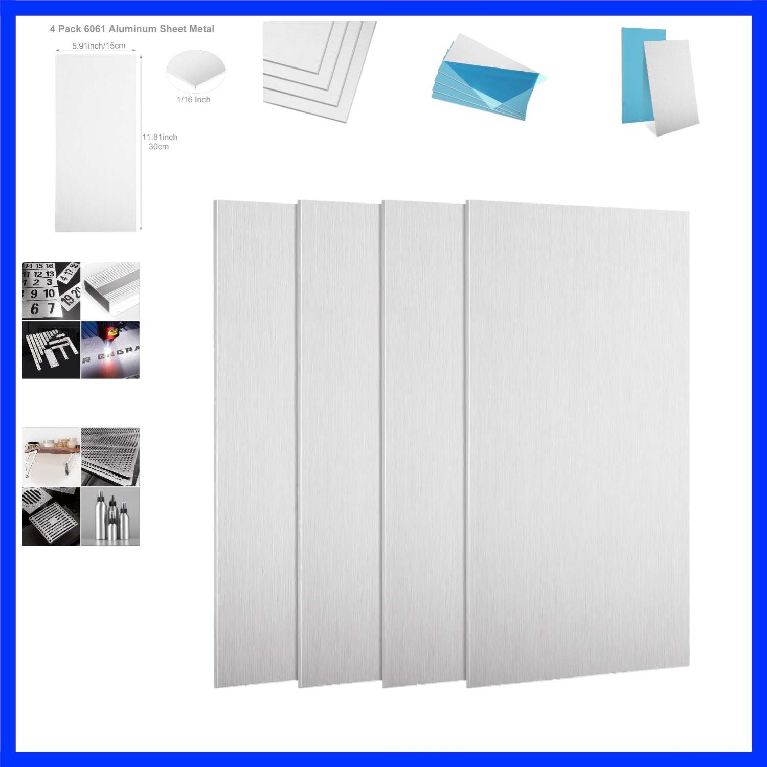 6×12 Aluminum Sheet 1/16 Inch Aluminum Plate, Thin Aluminums Sheet Metal 1.5m…