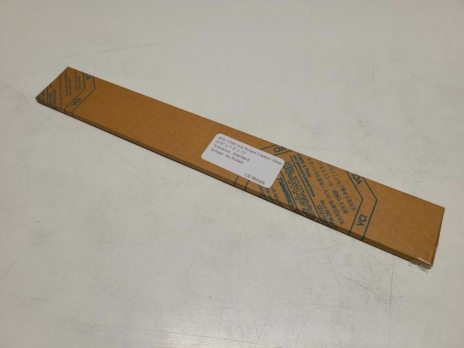 1095 Hot Rolled Carbon Steel 3/16″ x 1.5″, 12″ bar, Knife Making Stock, Billet