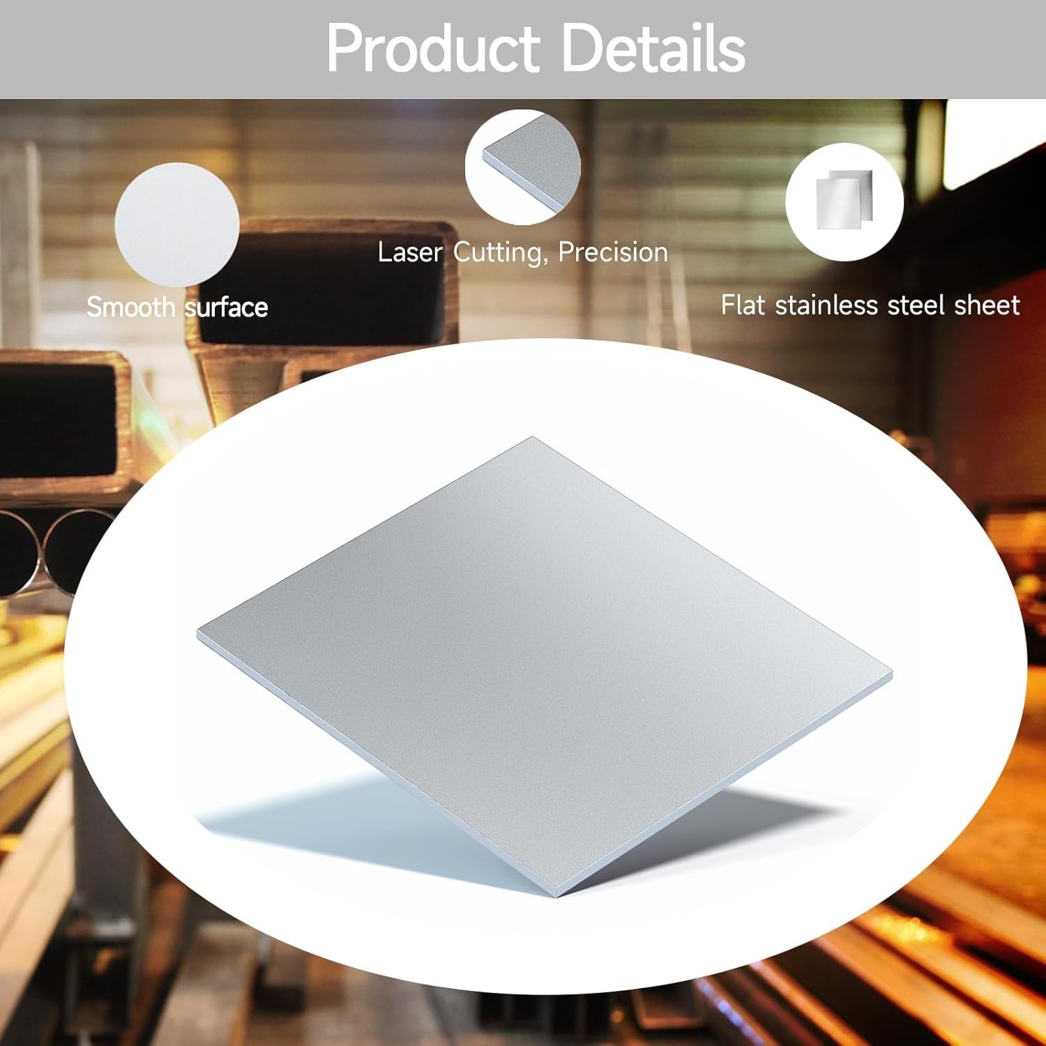 304 Stainless Steel Sheet – 12″ X 12″ X 1/8″ Thin Stainless Steel Plate 1/8 Inch