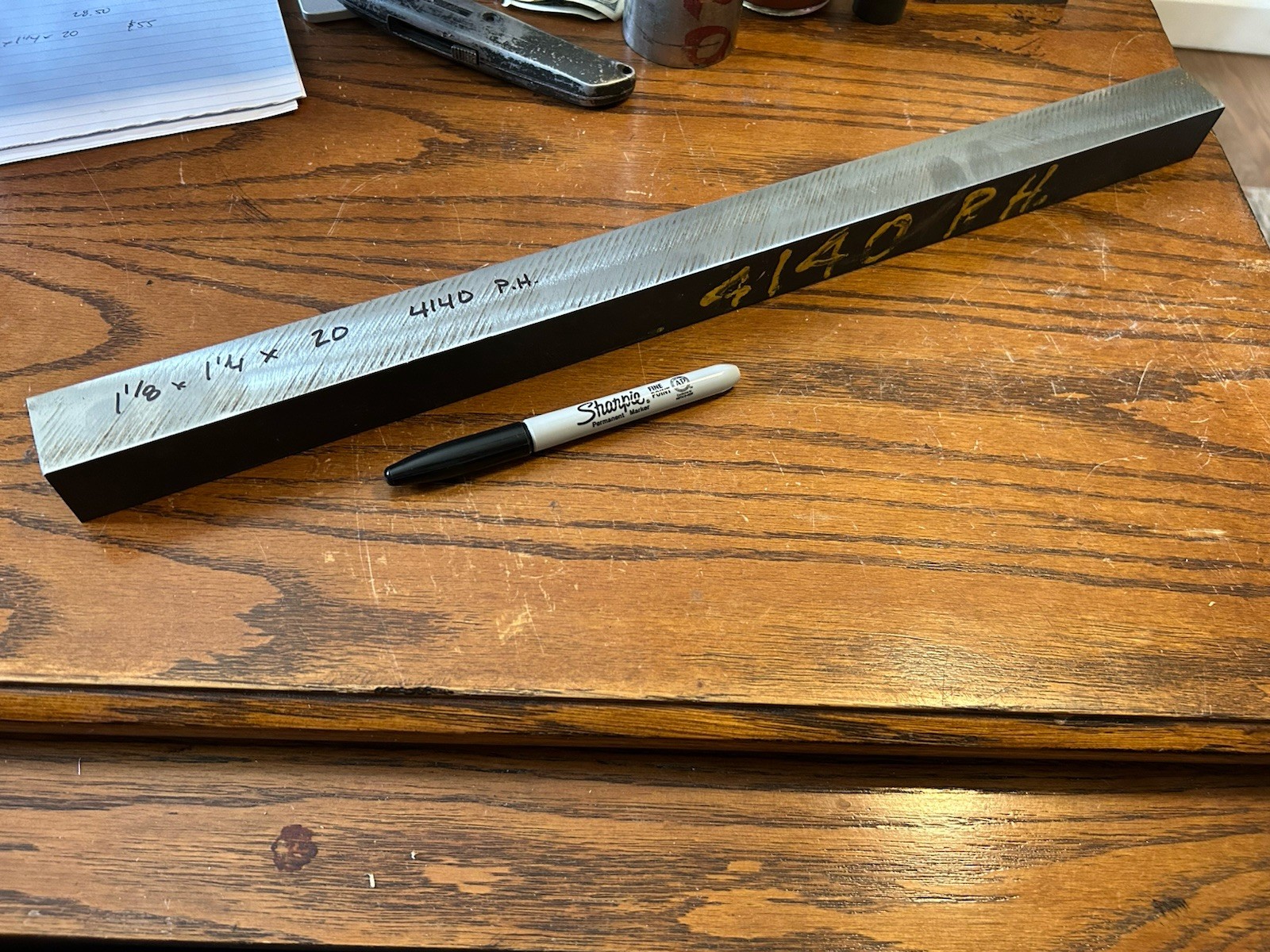 1-1/8″ x 1-1/4″ x 20″ long, 4140 PH tool steel flat bar ( pre hard )
