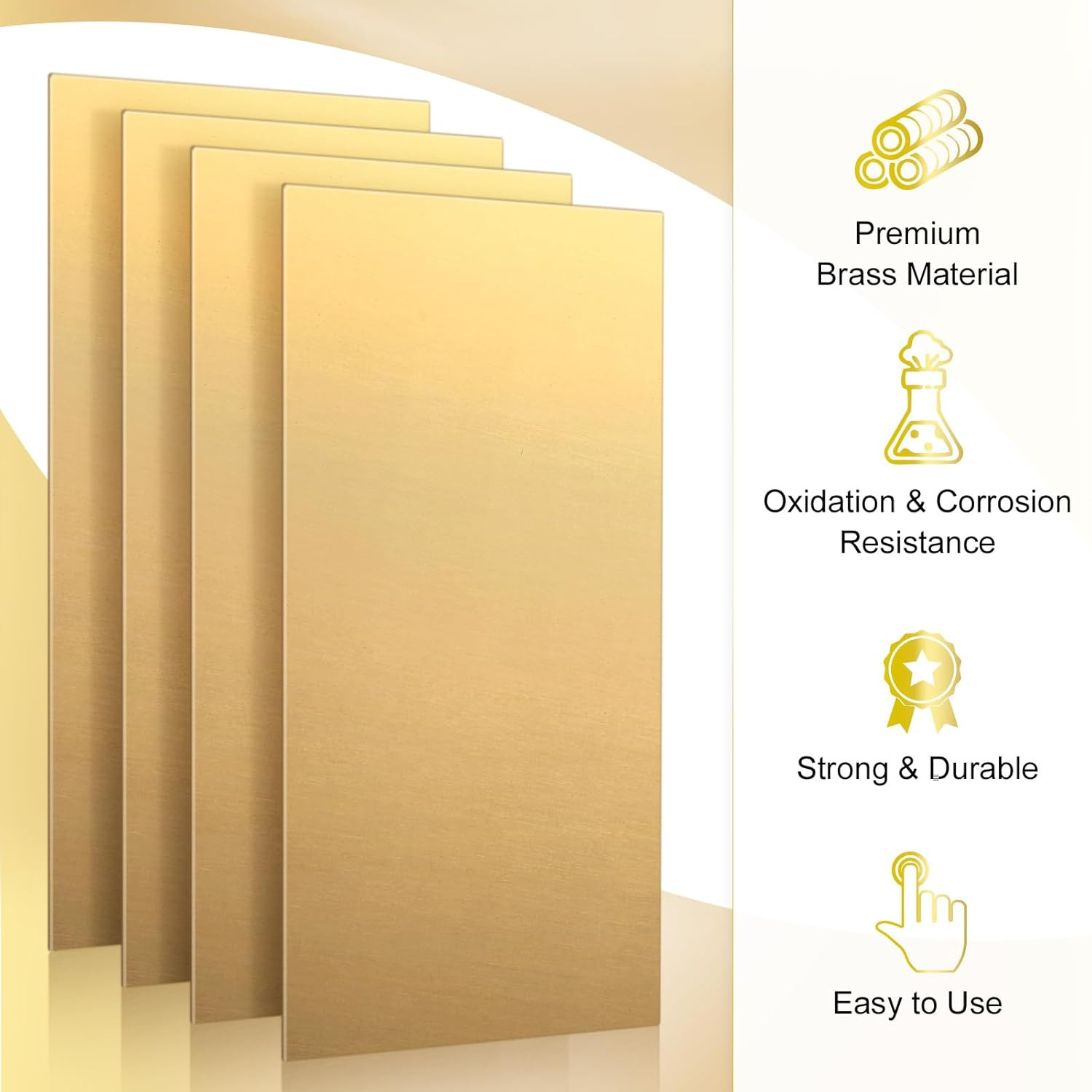 4 Pieces Brass Sheet 6″ X 12″ X 0.025″, 22 Gauge(0.6Mm) Thickness Brass Plates D