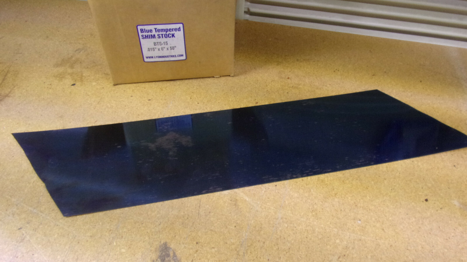 .015 BLUE TEMPERED SHIM STOCK ROLL 6″ X 19″, LYON INDUSTRIES