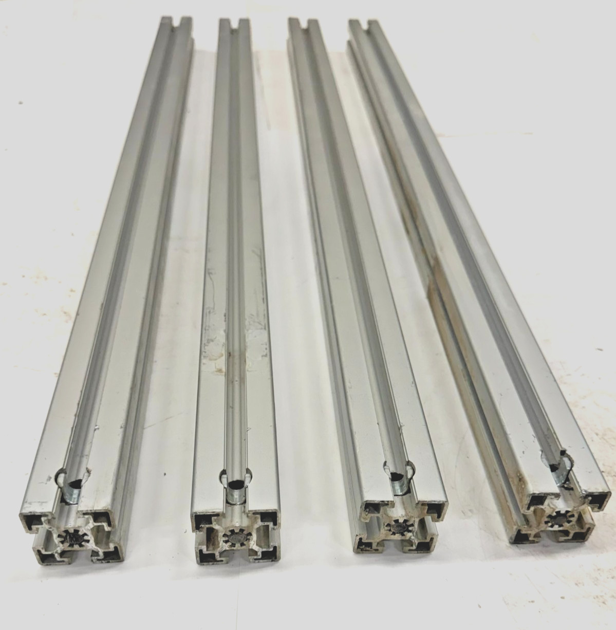 80/20 T-SLOTTED ALUMINUM EXTRUSION, 45-4545, (LOT OF 4), 4-OPEN SLOTS