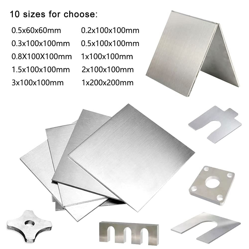 304 Stainless Steel Sheet, Metal Sheet for Crafting, Brushed Finish Flat Sheets