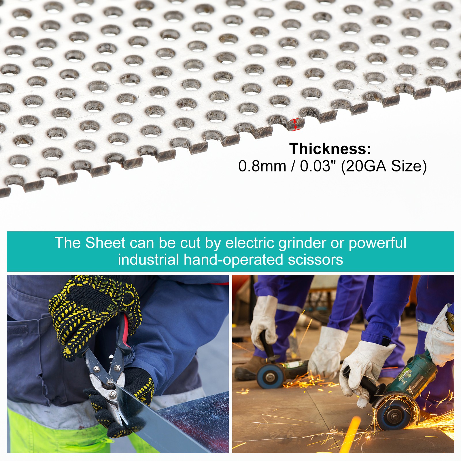 2Pcs 20GA 7.9″ x 3.9″ Round Hole 304 Stainless Steel Perforated Sheet