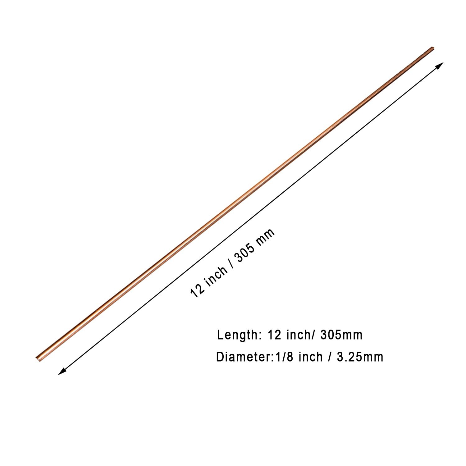 Copper Round Rod 20 PCS 1/8 Inch 3.25mm Lathe Bar Stock 305mm 12 Inch Pro