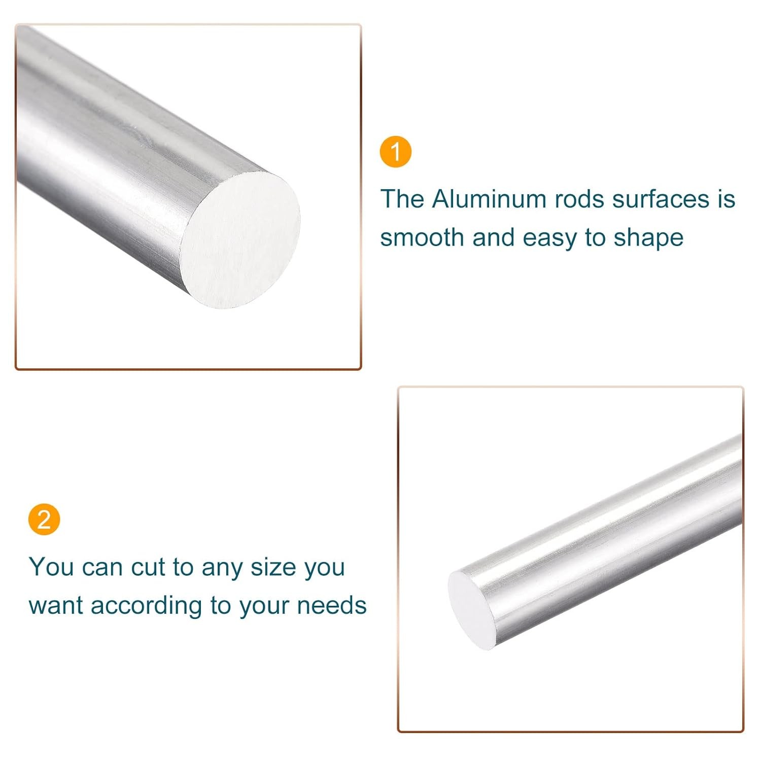 MECCANIXITY Aluminum Solid Round Rod 12mm Diameter 300mm 12 x 300mm, Silver