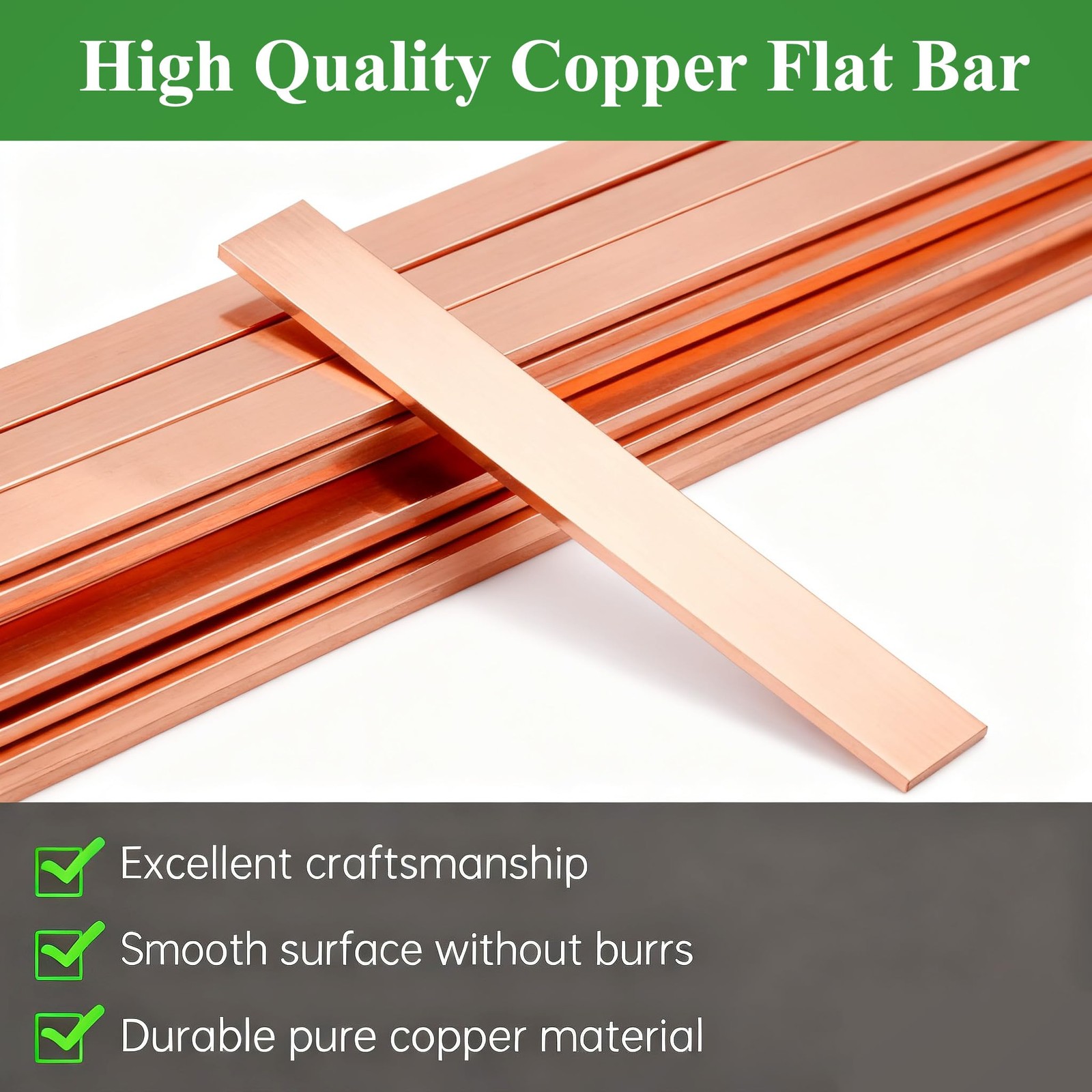 1 PC Copper Flat Bar Stock 1/8″ x 0.8″ x 12″ 99.98% Solid Bus Bar Plate