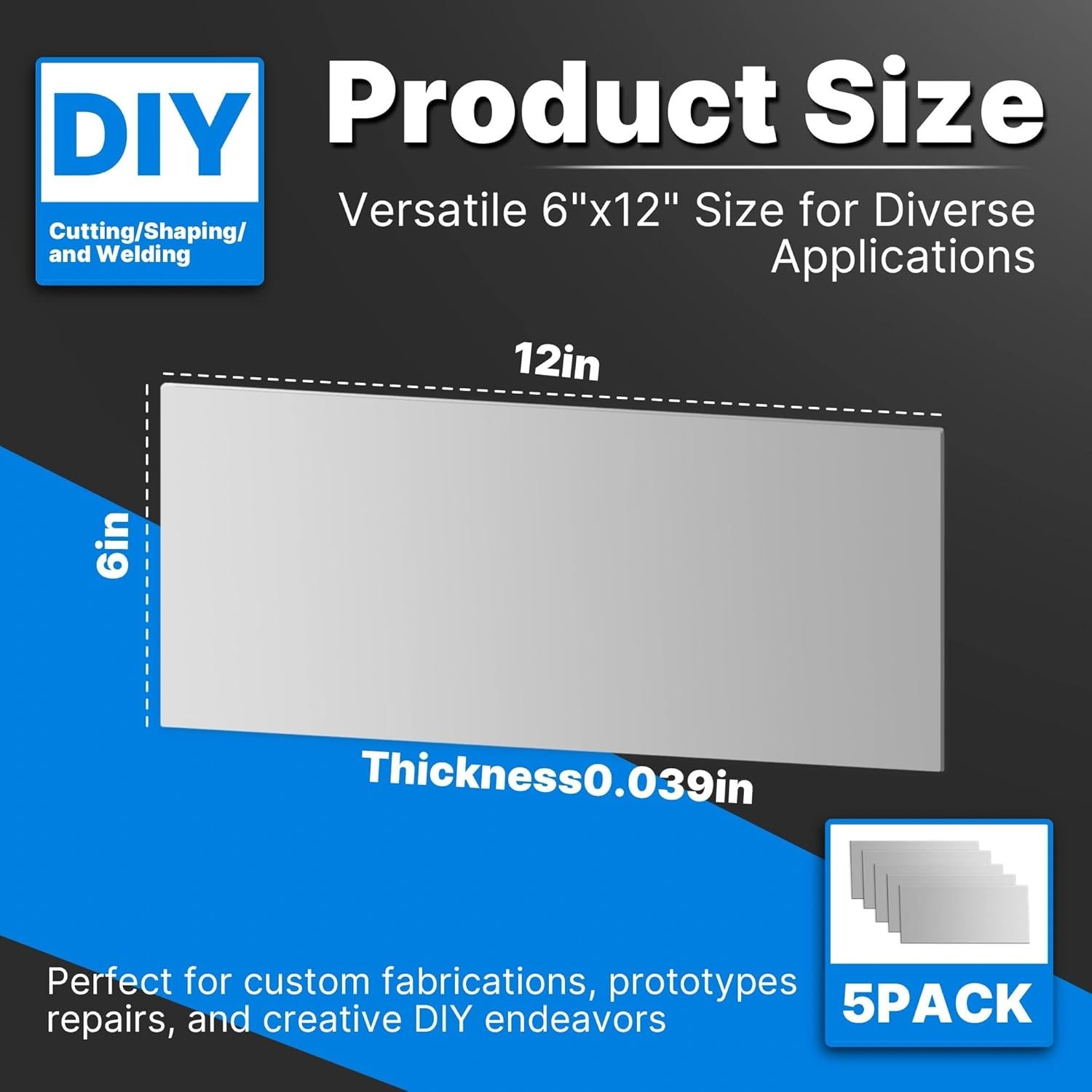 5 Pack 20 Gauge Sheet Metal Steel, 12″ x 6″ Cold Rolled Steel Sheet Plate,Durabl