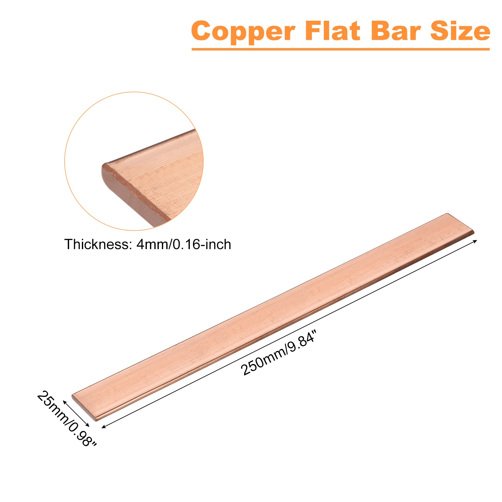 Copper Flat Bar 5/32″ Thickness x 1″ Width x 10″ Length Copper Bar Stock