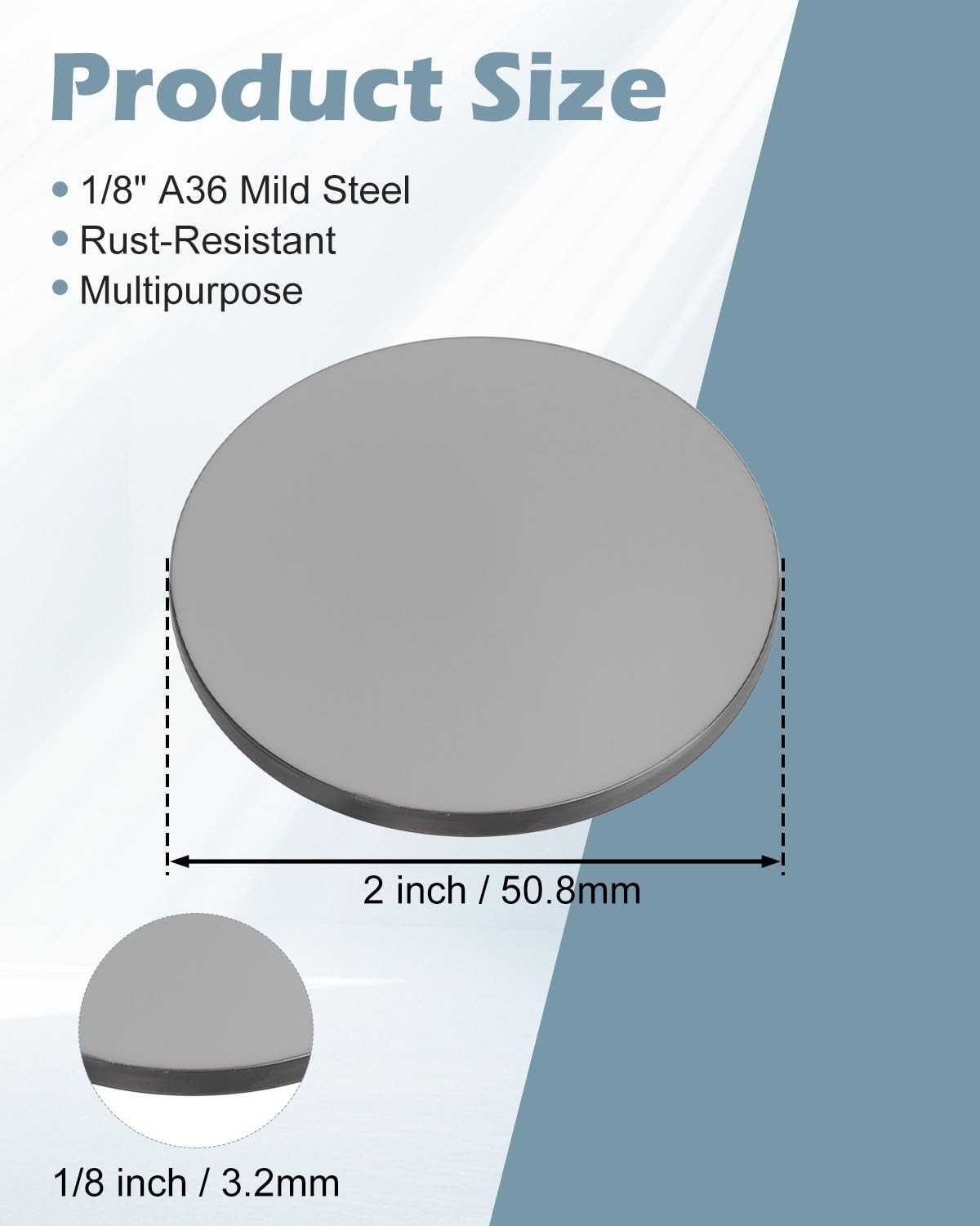 Steel Metal Plate 1/8″ x 2″ Diameter Disk 2 Pcs A36 Weldable Steel Sheet Base…