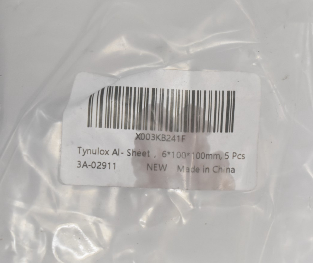 Lot of 5 Tynulox Aluminum Sheet Metal 6mm x 100mm x 100mm Replacements Set