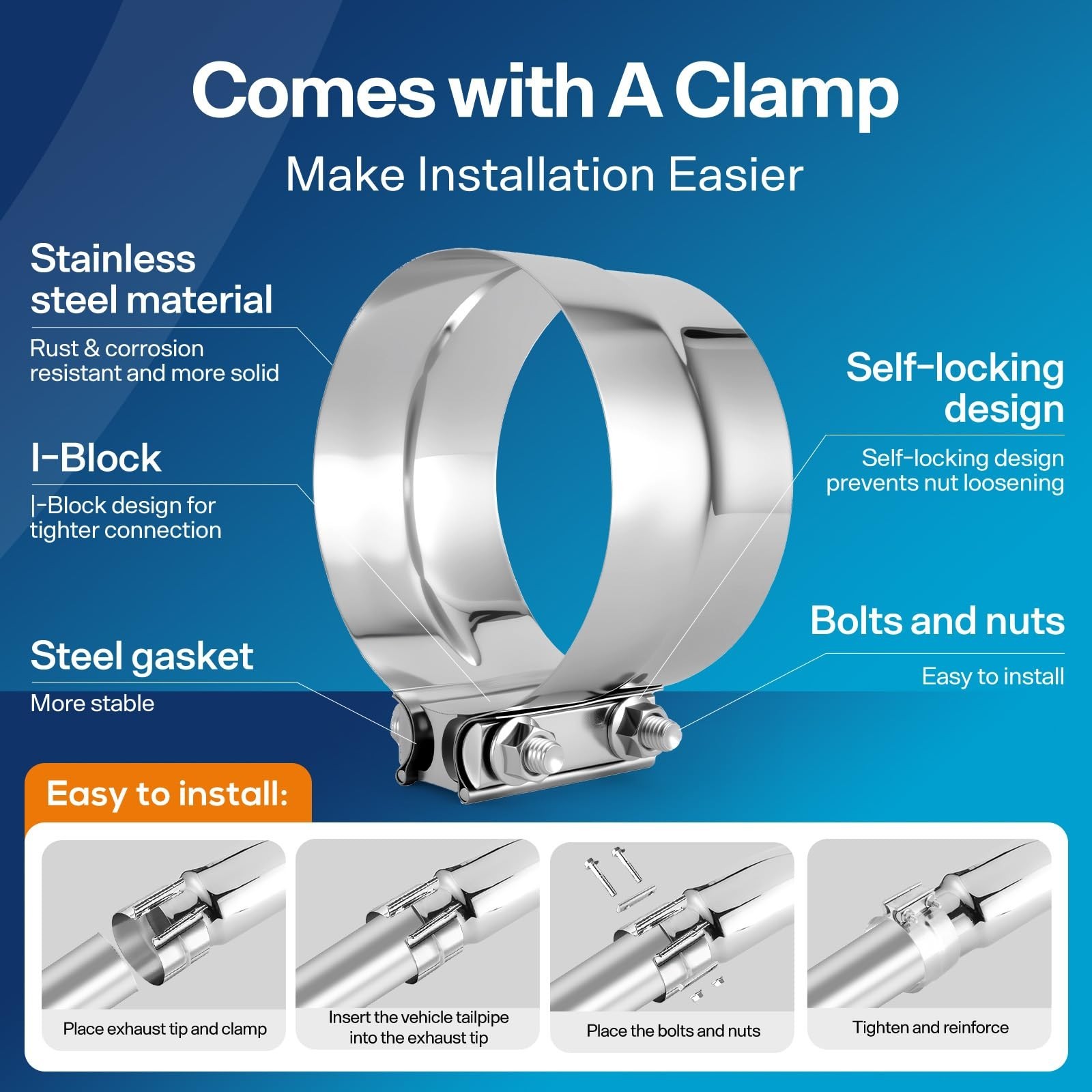 5-8″ Universal Exhaust Elbow Pipe w/Clamp Chrome Finish Drynochet | Premium S…