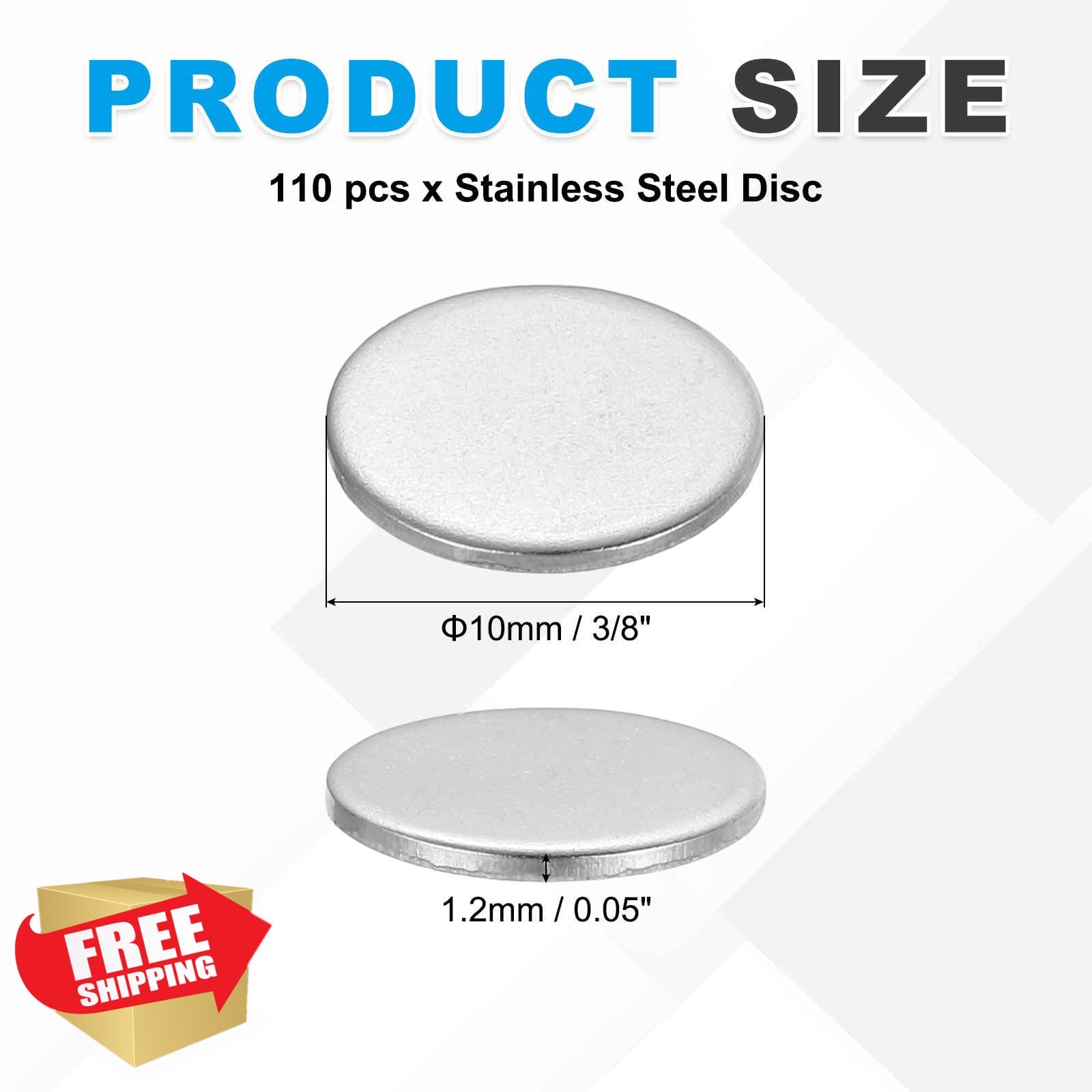 MECCANIXITY Stainless Steel Disc, 3/8″(10mm) Dia x 0.05″(1.2mm) Thick Round M…