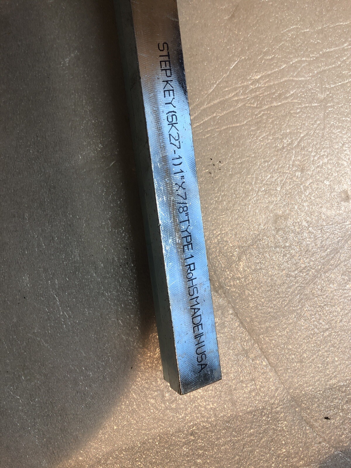 Step Key Stock, SK-27-1, 1” X 7/8 Type 1, 12 In L, Zinc Plated, Made in USA
