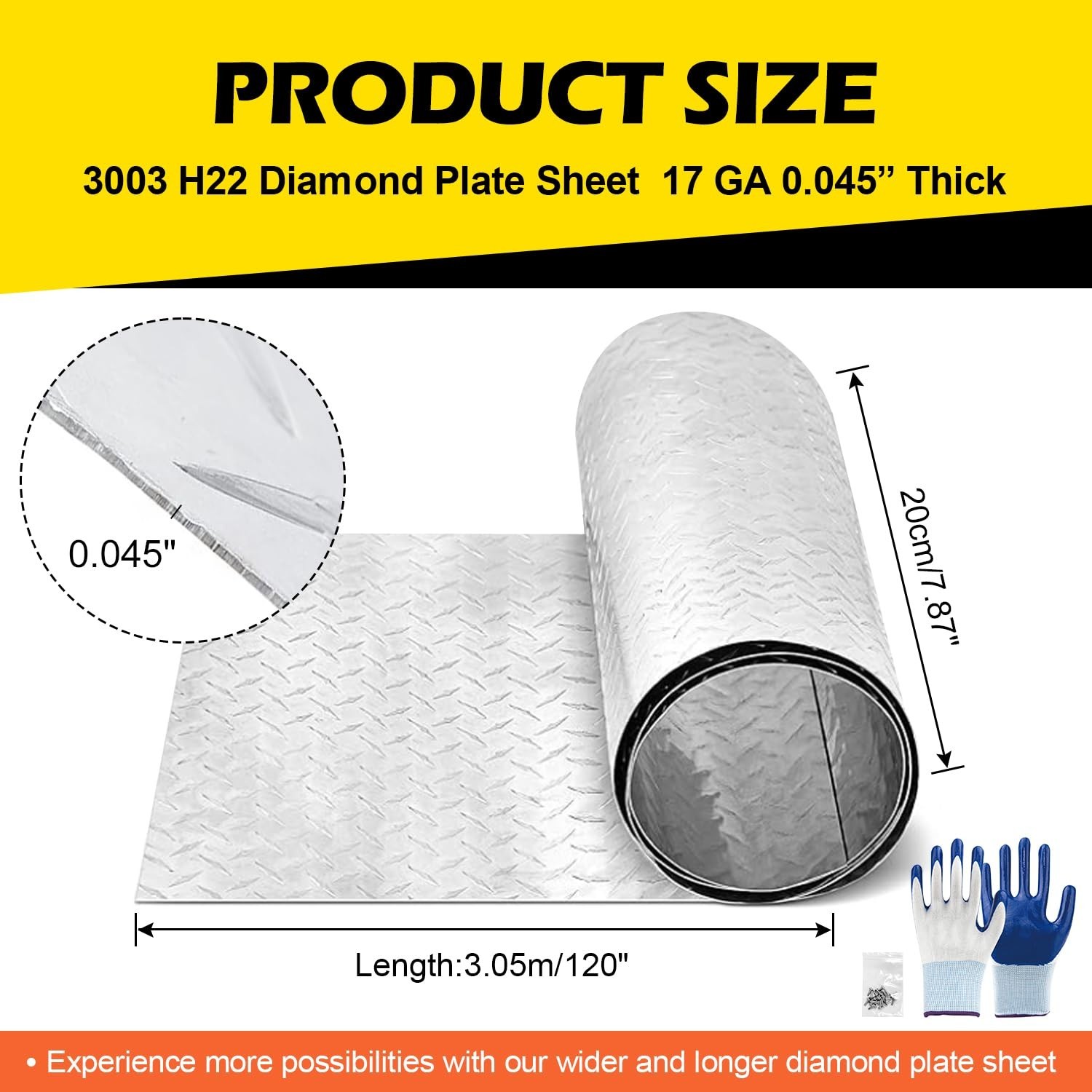 Diamond Plate Aluminum Sheet – 3003 H22, 17GA 0.045″ Thick, Heavy-Duty …..