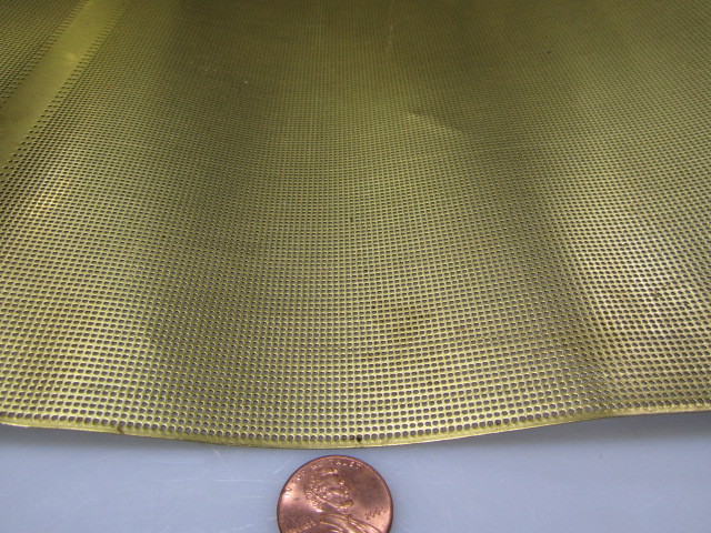 Brass Perforated Extra Thin Sheet, .016″ Thick x 24″ x Per Ft”, .038″ Hole Dia.