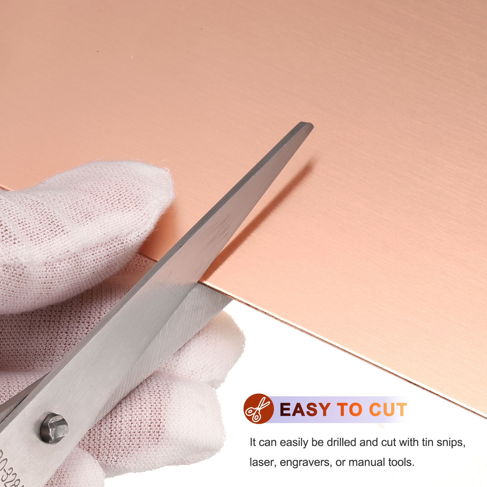 2Pcs Pure Copper Sheet,4″ x 4″, 24 Gauge (0.5mm) Thickness with Glove(Rose Gold)