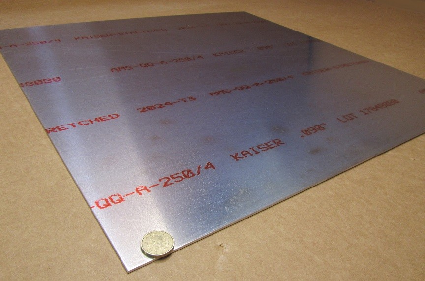 2024 Aluminum Sheet, T3, .090″ Thick x 24.0″ Width x 24.0″ Length