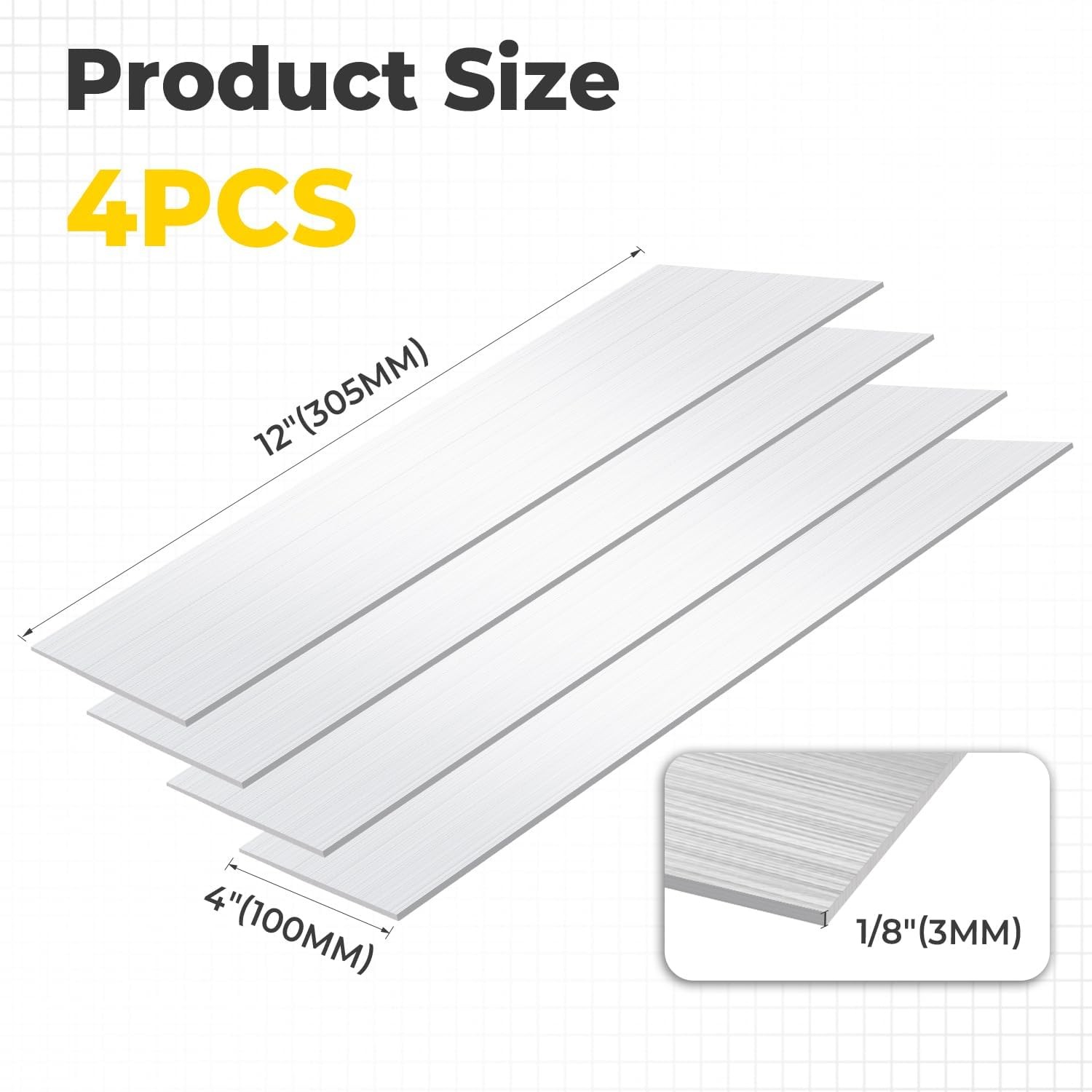 szkoo 4pc 1/8″x4″x12″ Aluminum Flat Bar