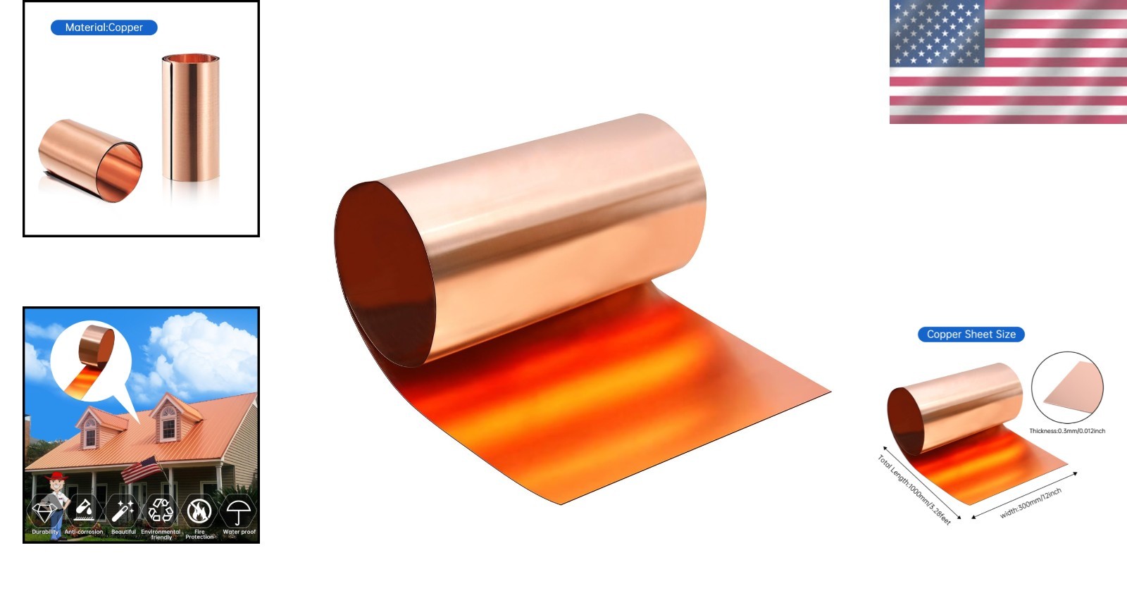 Corrosion-Resistant Copper Roll for Roofing & Crafts