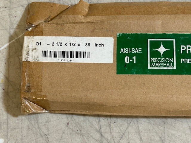 1/2 X 2-1/2 X 36″ 0-1 OIL HARDENING FLAT GROUND STOCK PRECISION MARSHALL