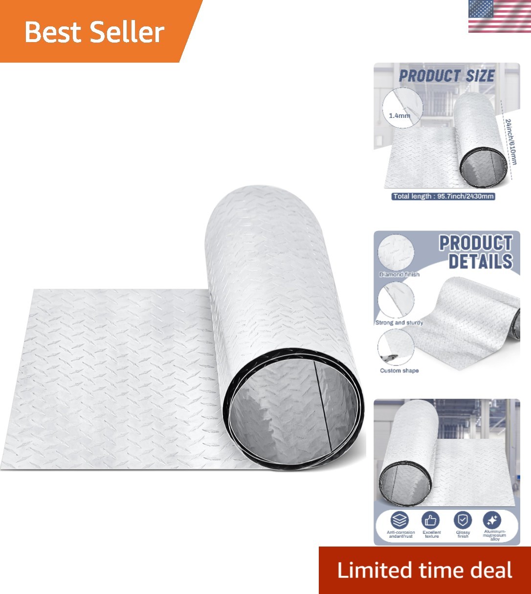 1 Pcs Aluminum Diamond Plate Sheet, Heavy Duty Tread Plate Aluminum Sheet Met…