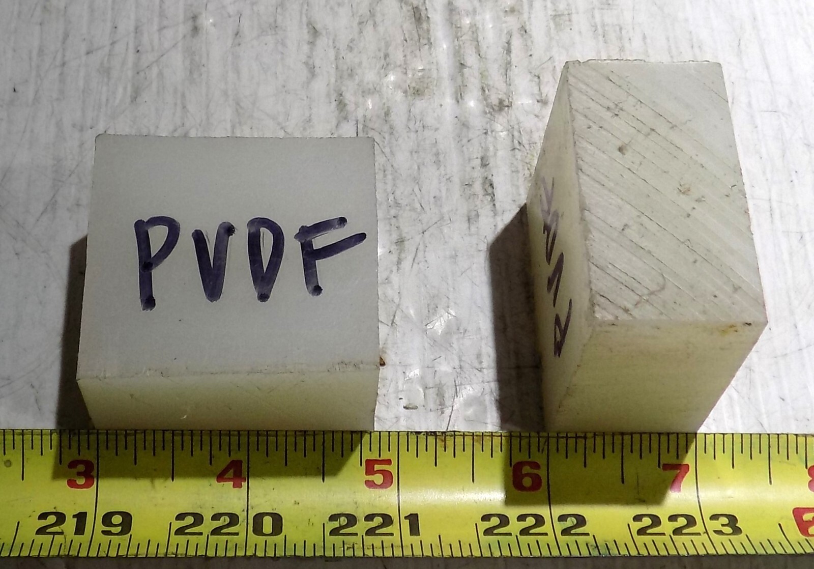 High Strength PVDF Plastic 1″ Thick X 1-3/4″ Long X 1-9/16″ Wide Bar 2 Pieces