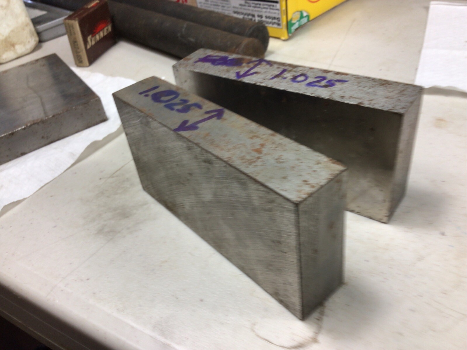 D2 Tool Steel Flat Stock, 2 Pieces , 1.025” X 2.44 X 5.03” Long