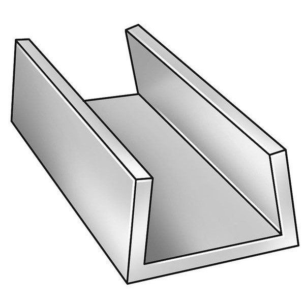 Zoro Select 6Aly9 U-Channel,Al 6063,1/2 In Leg,2 In X 8 Ft