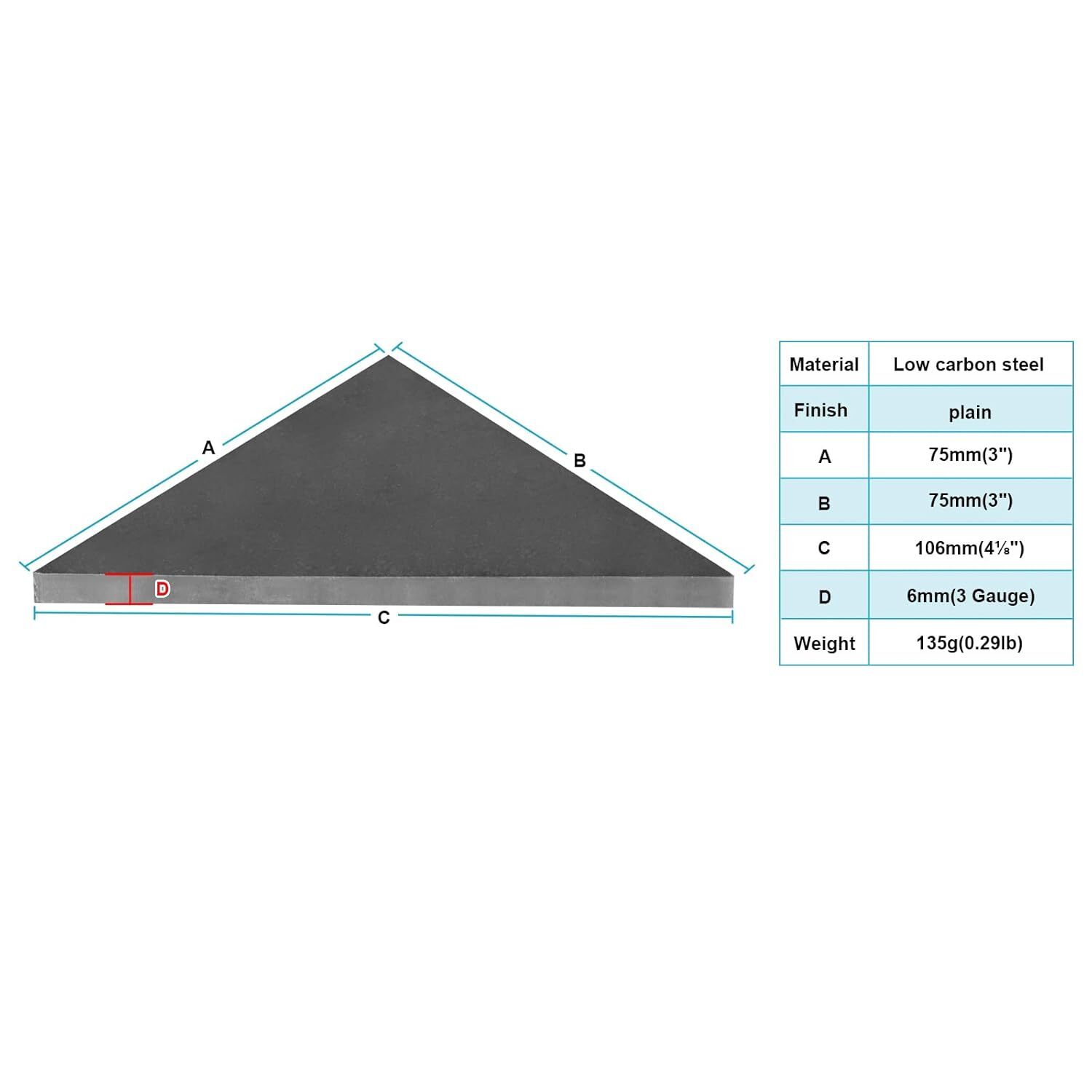 Eoere 10 PCS Heavy Duty Steel Plate Gussets 3″ X 3″ X 1/4″, Weld on Triangle Gus