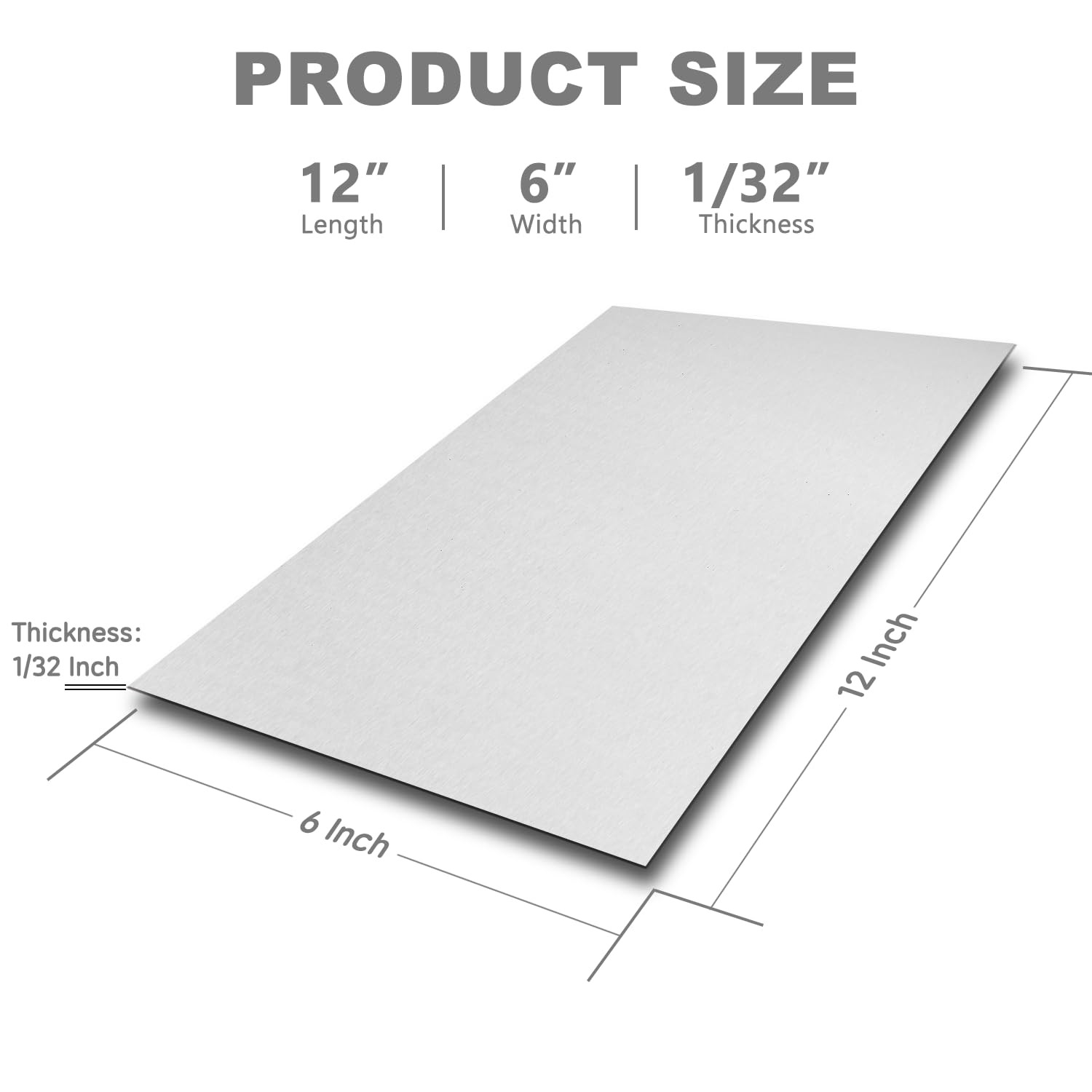 Beviss 2 Pack 304 Stainless Steel Sheets Metal, 12″ × 6″ × 1/32″, Silver