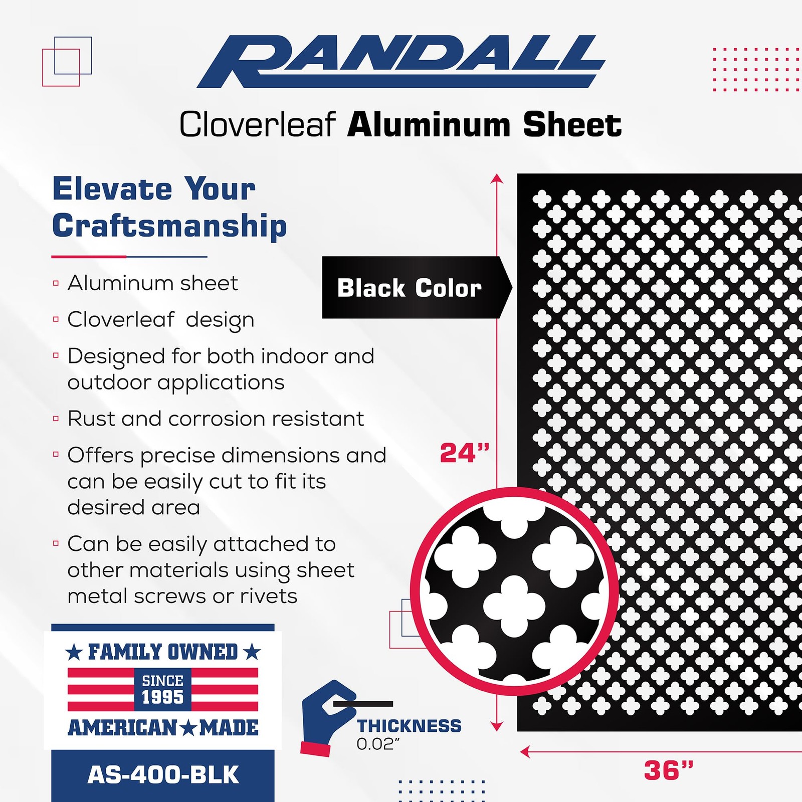 Perforated Aluminum Sheet | Radiator Sheet | Cloverleaf Design | 36 x 24 Inches