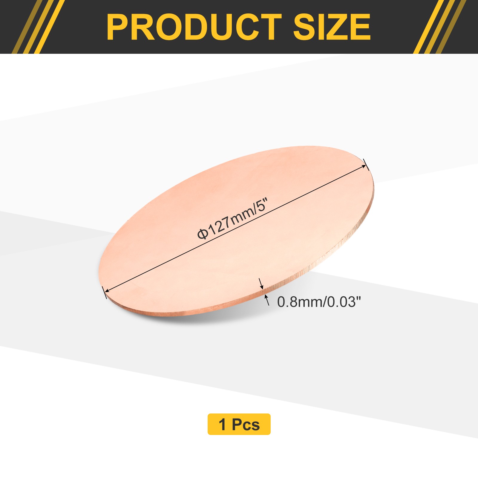 Copper Round Plate, 0.03″ Thick 5″ Dia C1100 Pure Copper Sheet