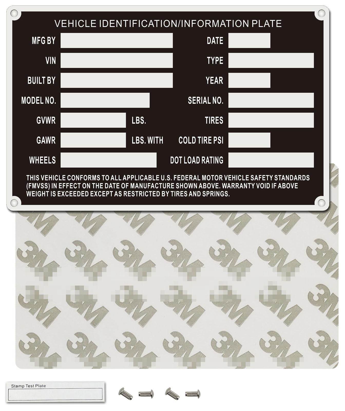 Blank Aluminum ID Plates – Metal Serial Number Tags, Equipment Data & Compliance