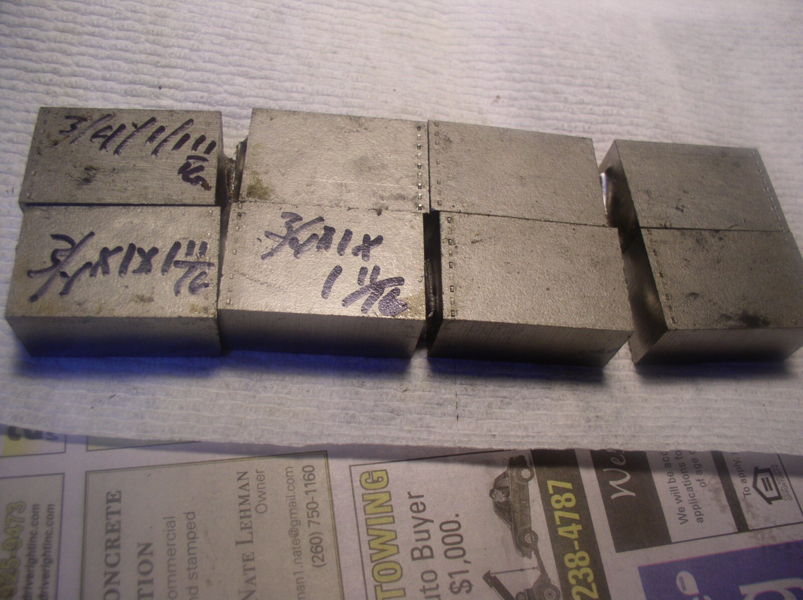 3/4″ TITANIUM FLAT STOCK 8 PCS…3/4″+ X 1″ +X 1 11/16″+