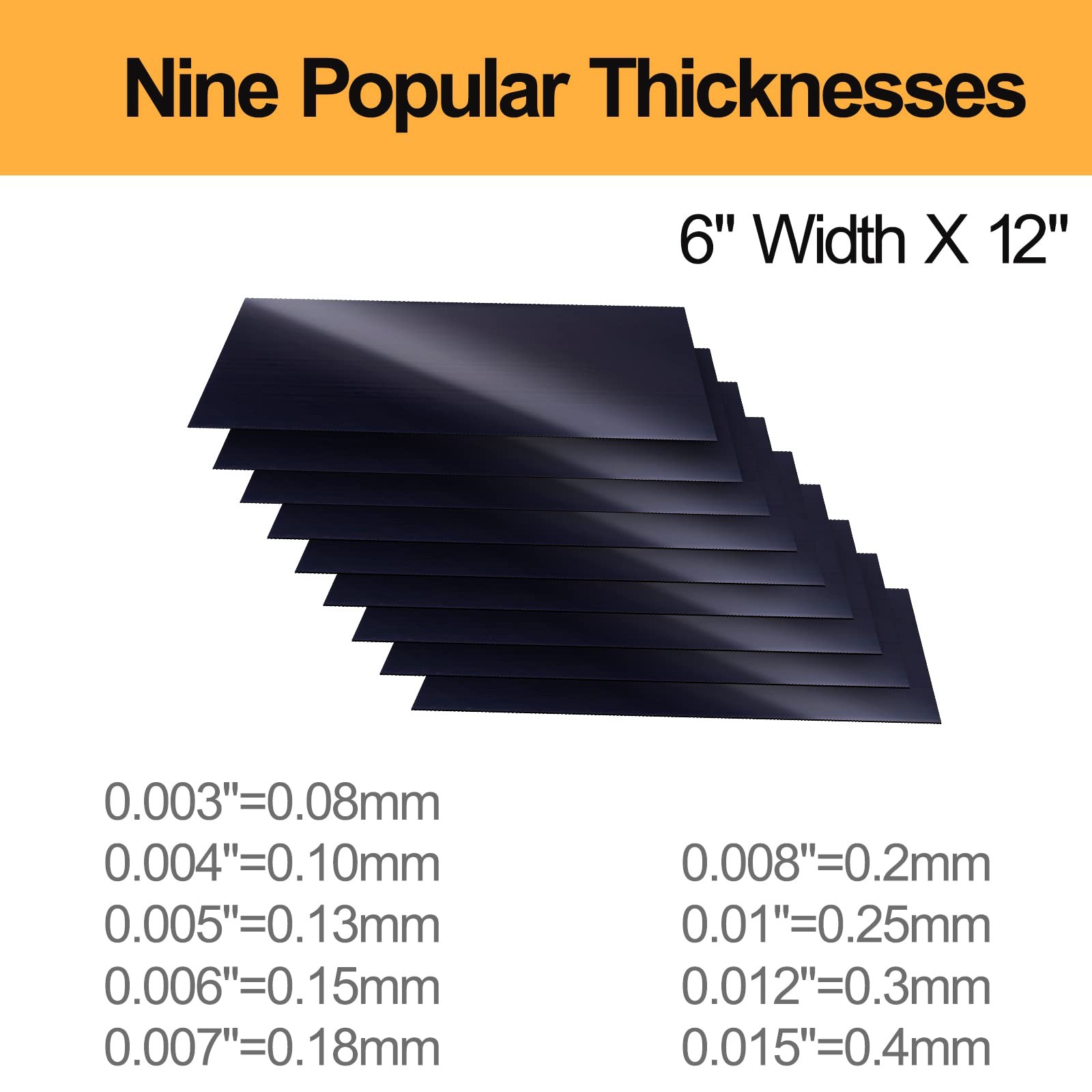 Carbon Steel Shim Stock Assortment 9 Pieces 6×12 inch Length Low Carbon