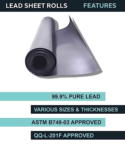 Lead Sheet, Sheet Lead Rolls, 1/16 x 12 x 48 inches