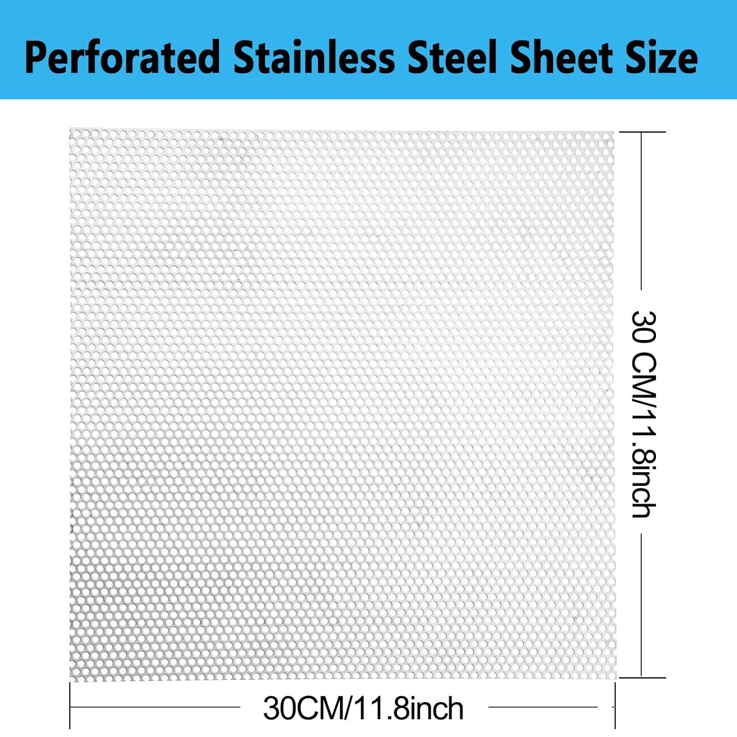 Perforated Metal Sheet – Perforated Stainless Steel Sheet, 11.8″ X 11.8″