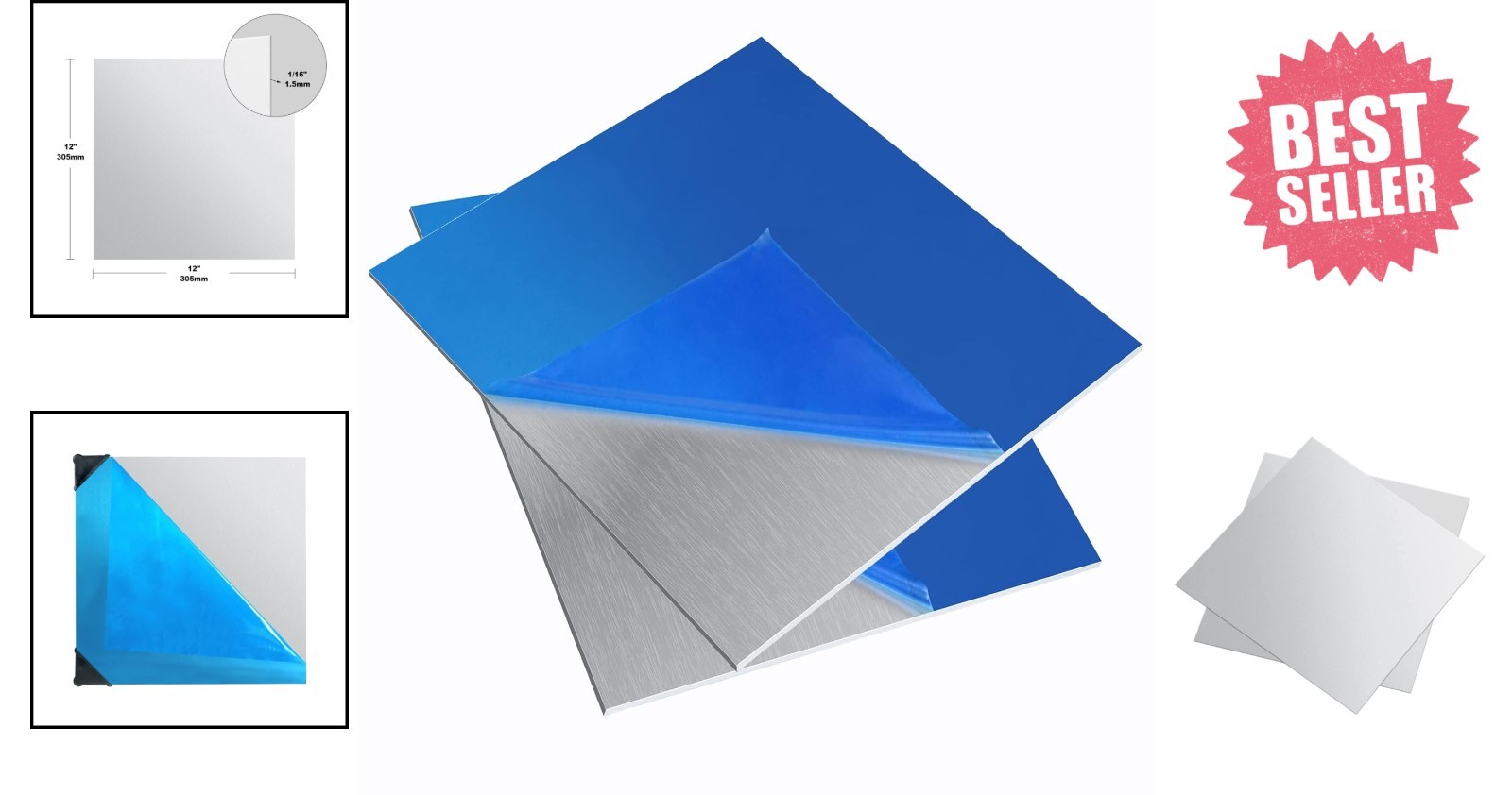 Versatile Aluminum Sheet Metal 12×12 Inch, 1/16 Inch Thickness for DIY Projects