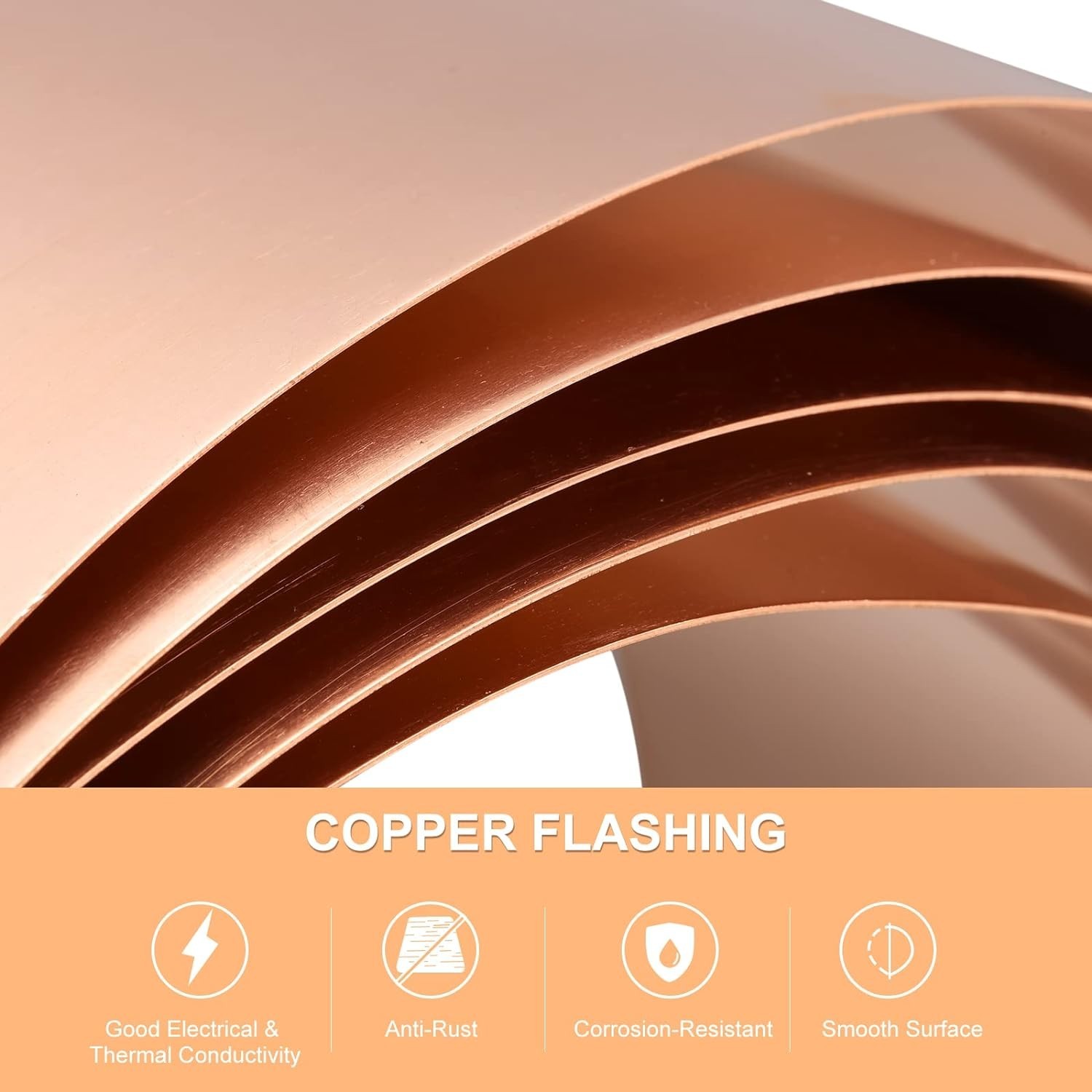 Industrial Grade Copper Strip Roll 3500mm x 300mm x 0.1mm – Weather Resistant