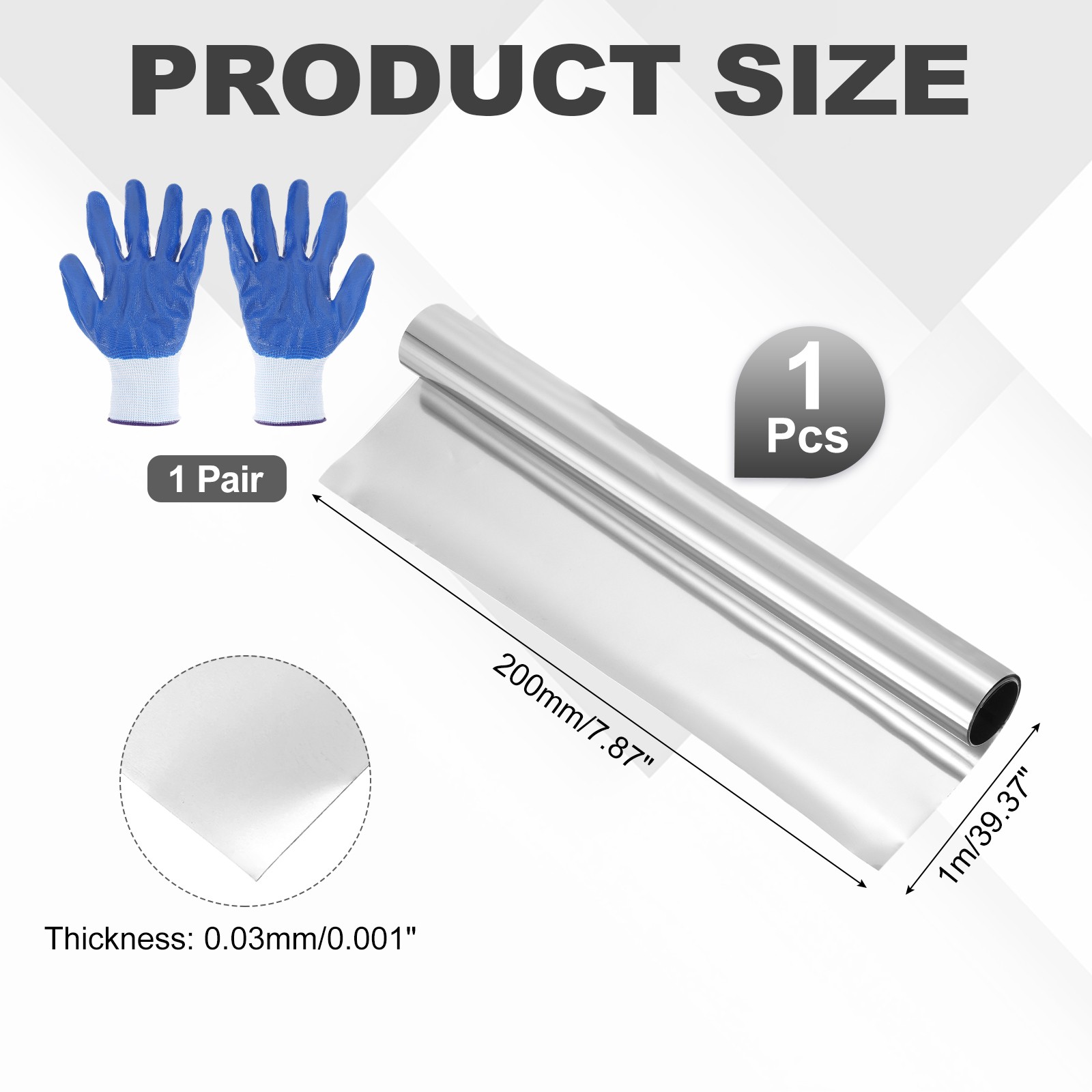 304 Stainless Steel Foil Roll 0.03mm x 200mm x 1m Metal Strip Sheet Silver Tone